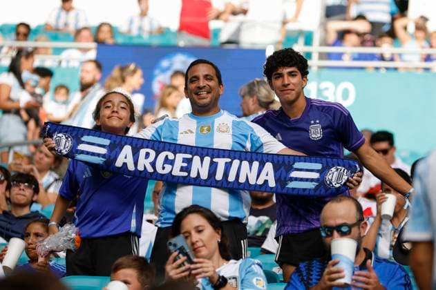 MIAMI GARDENS, FL - JUNE 29: Argentina fans during the game between Argentina and Peru on June 29, 2024 at Hard Rock Stadium in Miami Gardens, Fl. (Photo by David Rosenblum Icon Sportswire) SOCCER: JUN 29 CONMEBOL Copa America - Argentina vs Peru EDITORIAL USE ONLY Icon240629131051
