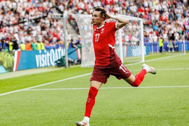 June 29, 2024, Berlin, Germany: Ruben Vargas of (Switzerland) celebrates after scoring goal during the UEFA EURO, EM, Europameisterschaft,Fussball 2024 Round of 16 game between national teams of Switzerland and Italy at Olympiastadion. Final score; Switzerland 2:0 Italy. Berlin Germany - ZUMAs197 20240629_aaa_s197_165 Copyright: xMaciejxRogowskix