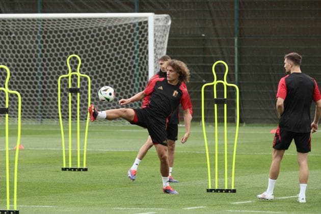 Belgium s Wout Faes pictured during a training session of Belgian national soccer team Red Devils, Sunday 30 June 2024 at their base camp in Freiberg am Neckar, Germany, during the UEFA EURO, EM, Europameisterschaft,Fussball 2024 European Soccer Championships. On Monday the Red Devils will meet France in the Round of 16. BRUNOxFAHY  x95541724x