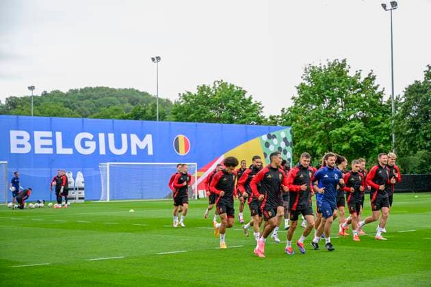 Belgium Media Activities - UEFA EURO, EM, Europameisterschaft,Fussball 2024 30 06 2024 FREIBERG AM NECKA, GERMANY - JUNE 30 : Red Devil squad during a training session of the Belgian Red Devils at the UEFA EURO 2024 European Football Championship tournament on June 30, 2024 in Freiberg am Necka, Germany, 30 06 2024 Freiberg am Necka Germany  Copyright: xPeterxDexVoechtx