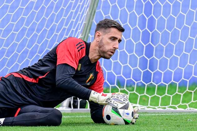 Belgium Media Activities - UEFA EURO, EM, Europameisterschaft,Fussball 2024 30 06 2024 FREIBERG AM NECKA, GERMANY - JUNE 30 : Casteels Koen goalkeeper of Belgium during a training session of the Belgian Red Devils at the UEFA EURO 2024 European Football Championship tournament on June 30, 2024 in Freiberg am Necka, Germany, 30 06 2024 Freiberg am Necka Germany  Copyright: xPeterxDexVoechtx