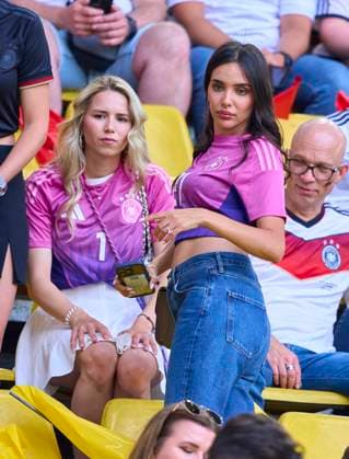 Anika Bissel (L), wife of Manuel Neuer, Sara Arfaoui wife of Ilkay Gündogan, DFB 21 in the best of 16 match GERMANY - DENMARK 2-0 of the UEFA European Championships 2024 on Jun 29, 2024 in Dormund, Germany.