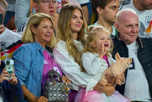 Lisa, wife of Niclas Fuellkrug, Füllkrug, DFB 9 with daughter, Tochter Emilia celebrate after the best of 16 match GERMANY - DENMARK 2-0 of the UEFA European Championships 2024 on Jun 29, 2024 in Dormund, Germany.