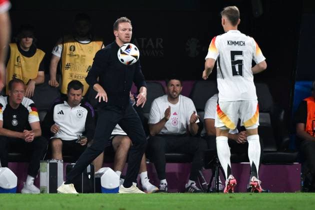 National coach Julian Nagelsmann Germany , right Joshua Kimmich Germany 29 06 2024, European Football Championship 2024, Round of 16 Germany Denmark 2 0 Dortmund North Rhine-Westphalia Germany Team2