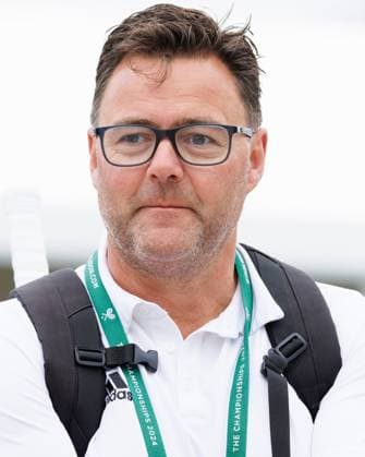 Belgian Tennis Coach Carl Maes pictured during a training session during preparations ahead of the 2024 Wimbledon grand slam tennis tournament at the All England Tennis Club, in south-west London, Britain, Sunday 30 June 2024. BENOITxDOPPAGNE  x95551510x