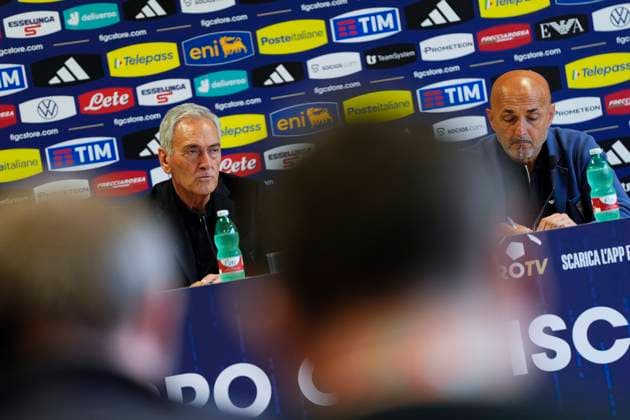 President FIGC Gabriele Gravina and head coach Italy Luciano Spalletti speak with the media during a press conference, PK, Pressekonferenz at Casa Azzurri at Hemberg-Stadion on June 30, 2024 in Iserlohn, Germany. 30, June, 2024. - Soccer .  Copyright: xFabioxFerrari LaPressex