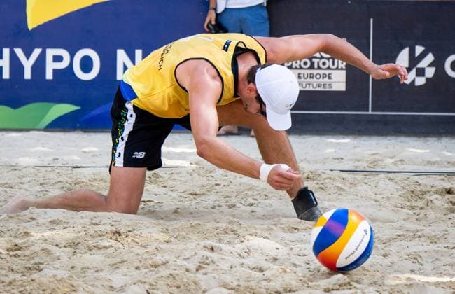 BEACHVOLLEYBALL - Baden Future 2024 BADEN,AUSTRIA,30.JUN.24 - Beach volleyball, Beachvolleyball - FIVB Volleyball World Beach Pro Tour, Baden Future. Image shows Solomon Bushby (AUS).  GEPAxpictures xEdgarxEisner