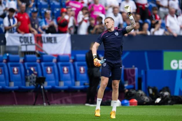 240630 Goalkeeper Jordan Pickford of England ahead of the UEFA Euro 2024 Football Championship round of 16 match between England and Slovakia on June 30, 2024 in Gelsenkirchen Photo Jesper Zerman BILDBYRAN kod JZ JZ0546 fotboll football soccer fotballs em europamästerskap em uefa euro uefa european football championship euro 2024 england slovakien slovakia bbeng  Copyright: JESPERxZERMAN BB240630JZ018