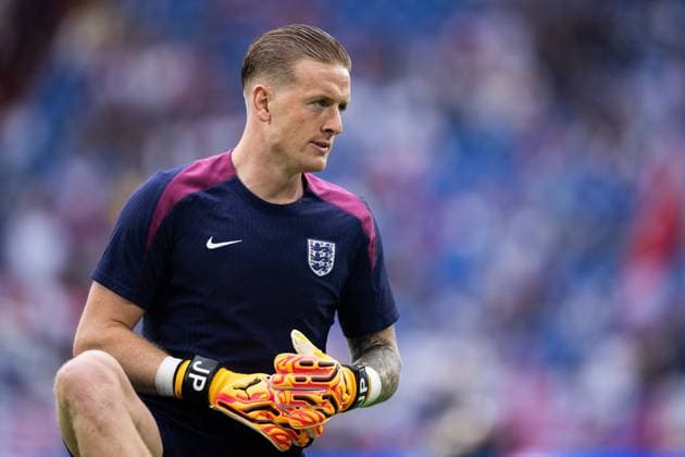 240630 Goalkeeper Jordan Pickford of England during the UEFA Euro 2024 Football Championship round of 16 match between England and Slovakia on June 30, 2024 in Gelsenkirchen Photo Jesper Zerman BILDBYRAN kod JZ JZ0546 fotboll football soccer fotballs em europamästerskap em uefa euro uefa european football championship euro 2024 england slovakien slovakia bbeng  Copyright: JESPERxZERMAN BB240630JZ019