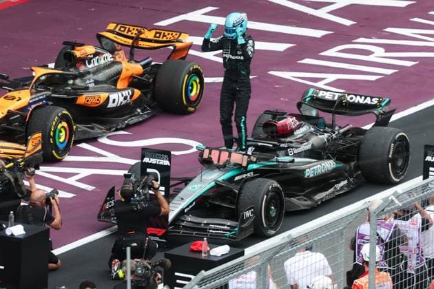 63 George Russell GBR, Mercedes AMG Petronas F1 Team , F1 Grand Prix of Austria at Red Bull Ring on June 30, 2024 in Spielberg, Austria Photo by HOCH ZWEI Spielberg Austria