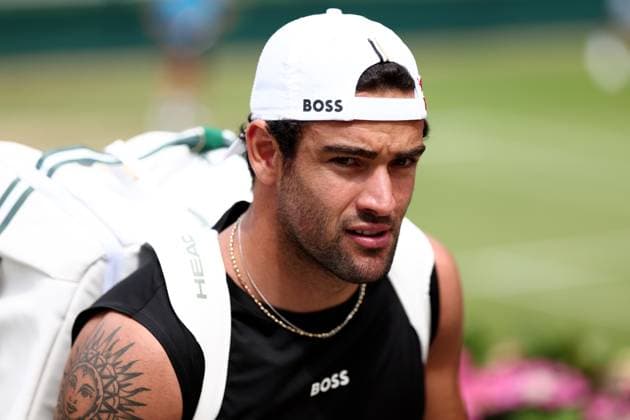30th June 2024; All England Lawn Tennis and Croquet Club, London, England; Wimbledon Tennis Tournament, Practice Day; Matteo Berrettini (ITA) after his practice session  ActionPlus12662031 ShaunxBrooks