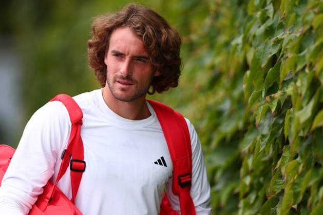 30th June 2024; All England Lawn Tennis and Croquet Club, London, England; Wimbledon Tennis Tournament, Practice Day; Stefanos Tsitsipas (GRE) after his practice session  ActionPlus12662035 ShaunxBrooks