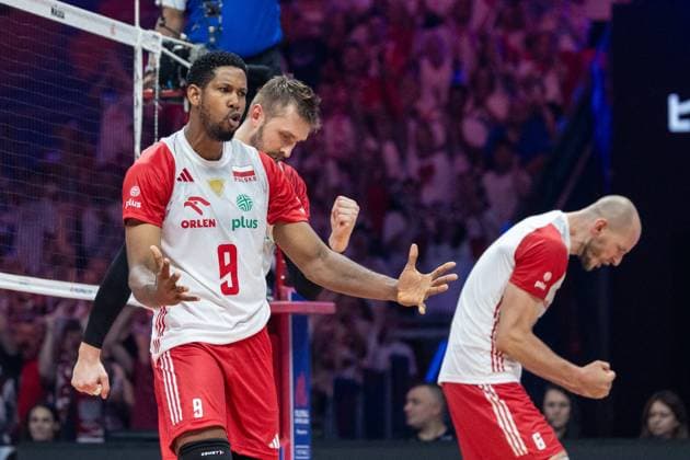Poland - Slovenia 30.06.2024 Lodz, Poland, men s Volleyball Nations League, final round finals third place game , game ( match ) Poland - Slovenia ; image shows: Wilfredo Leon Venero photo Katarzyna Plewczynska Fotostyk Copyright: xFotostykxPhotoxAgencyx 20240630FCTKP222