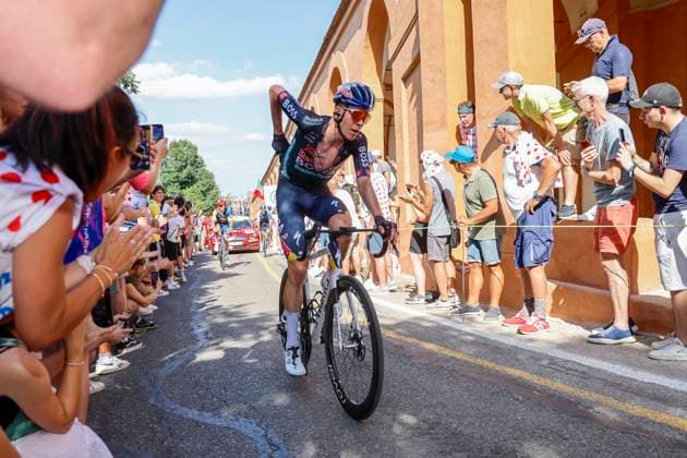Tour de France 2024 - Stage 02 BOLOGNA, ITALY - JUNE 30 : Jungels Bob (NED) of RED BULL - BORA - HANSGROHE in action during stage 2 of the 111th edition of the Tour de France 2024 cycling race, a stage of 199 kms with start in Cesenatico and finish in Bologna on June 30, 2024 in Bologna, Italy, 30 06 2024 Bologna Italy  Copyright: xJanxDexMeuleneirx