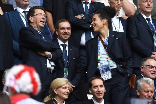 Soccer UEFA EURO 2024 Round of 16 England Slovakia on 30 06 2024 at the Arena AufSchalke in Gelsenkirchen Philipp Lahm EURO 2024 Tournament Director , center Celia Sasic, right xRx