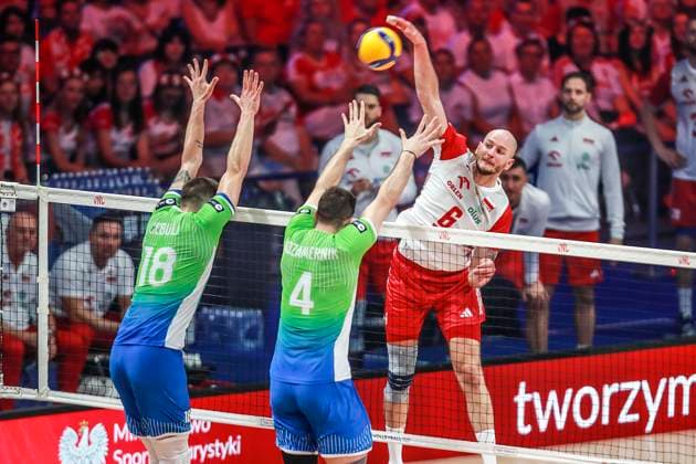 Volleyball, FIVB Nations League, Spiel um Platz 3, Polen - Slowenien 2024.06.30 LODZ ATLAS ARENA FINAL LIGI NARODOW 2024 MEN™S VOLLEYBALL NATIONS LEAGUE 2024 POLSKA vs SLOWENIA N Z BARTOSZ KUREK FOTO: ARTUR KRASZEWSKI A.P.P.A. NEWSPIX.PL --- Newspix.pl POLAND OUT!  20240630APPA_0977AK