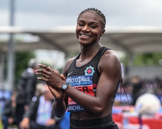Sport Themen der Woche KW26 Microplus UK Athletics Championships Day 2 Dina Asher-Smith celebrates winning the women™s 200m final during the Microplus UK Athletics Championships Day 2 at Manchester Regional Arena, Manchester, United Kingdom, 30th June 2024 (Photo by Craig Thomas News Images) Manchester Manchester Regional Arena Lancashire United Kingdom Copyright: xCraigxThomas NewsxImagesx