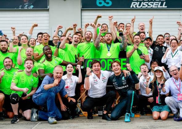 Toto Wolff AUT, Mercedes AMG Petronas F1 Team , 63 George Russell GBR, Mercedes AMG Petronas F1 Team , F1 Grand Prix of Austria at Red Bull Ring on June 30, 2024 in Spielberg, Austria Photo by HOCH ZWEI Spielberg Austria