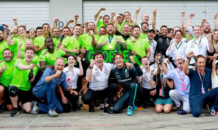 Toto Wolff AUT, Mercedes AMG Petronas F1 Team , 63 George Russell GBR, Mercedes AMG Petronas F1 Team , F1 Grand Prix of Austria at Red Bull Ring on June 30, 2024 in Spielberg, Austria Photo by HOCH ZWEI Spielberg Austria