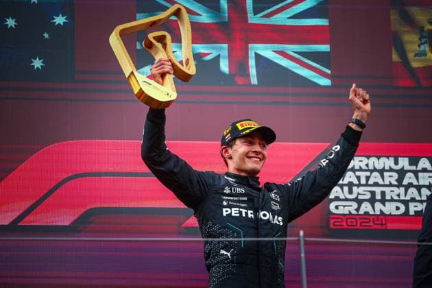 63 George Russell, (GRB) AMG Mercedes Ineos during the Austrian GP, Spielberg 27-30 June 2024, Formula 1 World Championship, WM, Weltmeisterschaft 2024.  Copyright: xFedericoxBasile IPAxSportx xipa-x xx IPA_47624686 IPA_Agency_IPA47624686