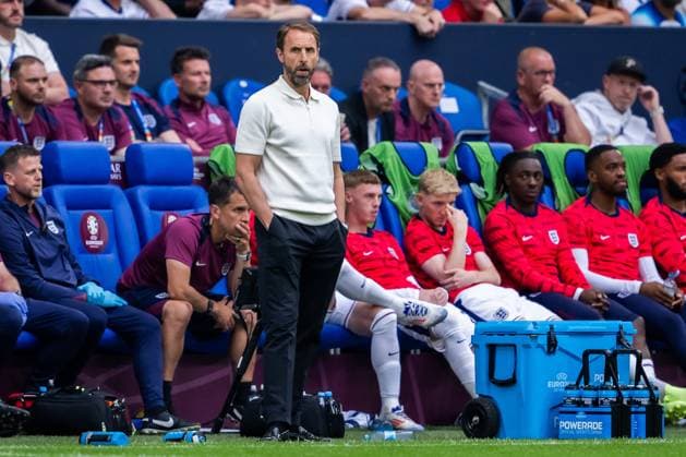240630 Head coach Gareth Southgate of England during the UEFA Euro 2024 Football Championship round of 16 match between England and Slovakia on June 30, 2024 in Gelsenkirchen Photo Jesper Zerman BILDBYRAN kod JZ JZ0546 fotboll football soccer fotballs em europamästerskap em uefa euro uefa european football championship euro 2024 england slovakien slovakia bbeng  Copyright: JESPERxZERMAN BB240630JZ085