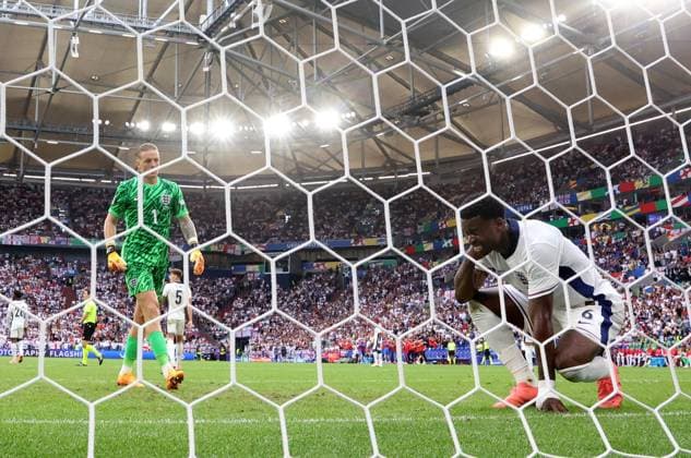 EURO 2024, England - Slowakei Marc Guà hi after England concede the first goal England v Slovakia, UEFA European Championship, EM, Europameisterschaft 2024, Round of 16, Football, Arena AufSchalke, Gelsenkirchen, Germany - 30 Jun 2024 EDITORIAL USE ONLY No use with unauthorised audio, video, data, fixture lists, club league logos or live services. Online in-match use limited to 120 images, no video emulation. No use in betting, games or single club league player publications. Copyright: xPaulxCurrie Shutterstockx 14562219dh