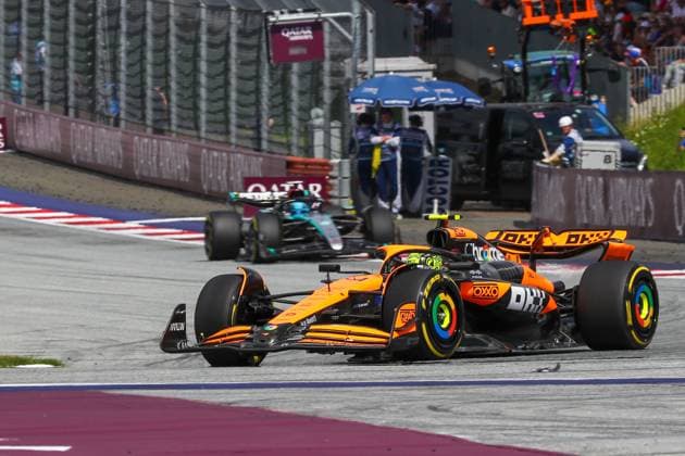 Lando Norris (GBR) - McLaren Formula 1 Team - McLaren MCL38 - Mercedes during the Race of Formula 1 Qatar Airways Austrian Grand Prix 2024, RedBull Ring, Spielberg, Austria 30th June 2024  Copyright: xAlessioxDexMarco IPAxSportx xipax xx IPA_47625328 IPA_Agency_IPA47625328