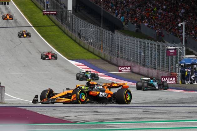 Lando Norris (GBR) - McLaren Formula 1 Team - McLaren MCL38 - Mercedes during the Race of Formula 1 Qatar Airways Austrian Grand Prix 2024, RedBull Ring, Spielberg, Austria 30th June 2024  Copyright: xAlessioxDexMarco IPAxSportx xipax xx IPA_47625507 IPA_Agency_IPA47625507