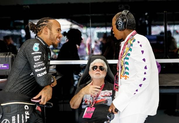 44 Lewis Hamilton GBR, Mercedes AMG Petronas F1 Team , George Lucas, F1 Grand Prix of Austria at Red Bull Ring on June 30, 2024 in Spielberg, Austria Photo by HOCH ZWEI Spielberg Austria