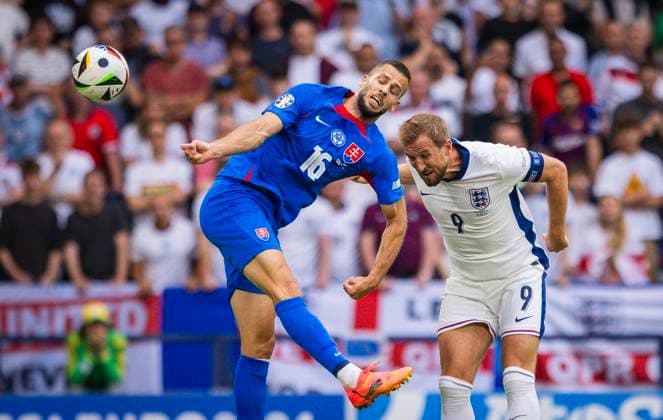 Gelsenkirchen, Germany 30th Jun 2024 David Hancko Slovakia Harry Kane ENG England Slovakia England Slovakia 06 2024