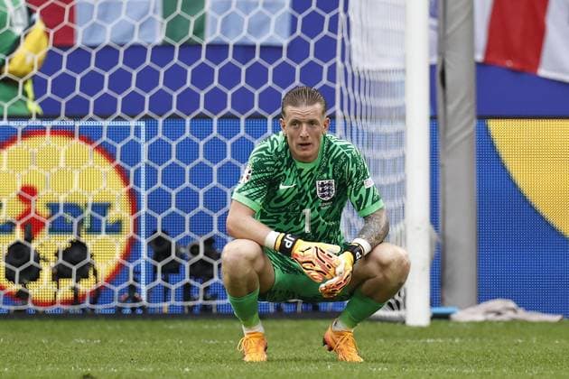 EURO 2024, England - Slowakei GELSENKIRCHEN - England goalkeeper Jordan Pickford during the UEFA EURO, EM, Europameisterschaft,Fussball 2024 round of 16 match between England and Slovakia at the Arena AufSchalke on June 30, 2024 in Gelsenkirchen, Germany. ANP Hollandse Hoogte MAURICE VAN STEEN UEFA EURO 2024 2024 xVIxANPxSportx xVanxSteenxFotografiexIVx 502447367 originalFilename: 502447367.jpg
