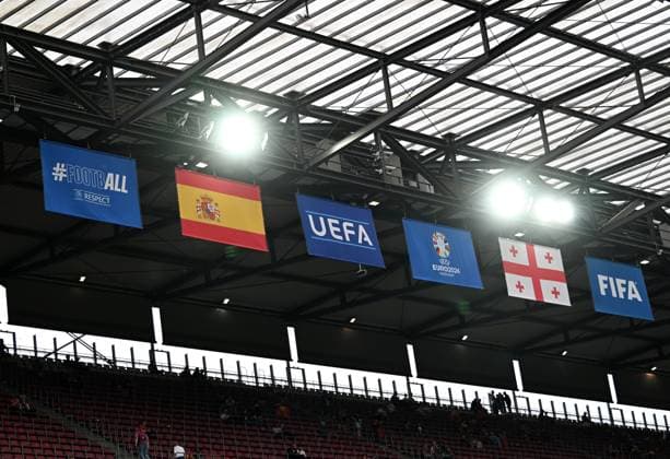 30 06 2024, xsltx, European Football Championship 2024 1 8 Final, Spain Georgia emspor, v l Stadium view interior, grass flags DFL DFB REGULATIONS PROHIBIT ANY USE OF PHOTOGRAPHS as IMAGE SEQUENCES and or QUASI VIDEO Cologne