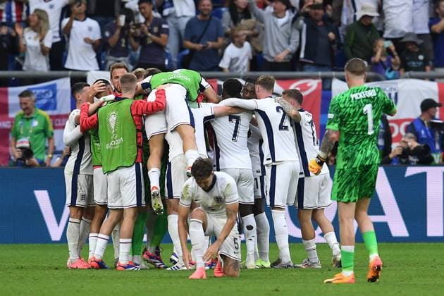 Soccer UEFA EURO 2024 Round of 16 England Slovakia on 30 06 2024 at the Arena AufSchalke in Gelsenkirchen Goal celebrations Goal to 1 1 by Jude Bellingham England xRx