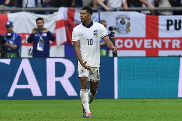 Soccer UEFA EURO 2024 Round of 16 England Slovakia on 30 06 2024 at the Arena AufSchalke in Gelsenkirchen Goal celebrations Goal to 1 1 by Jude Bellingham England xRx