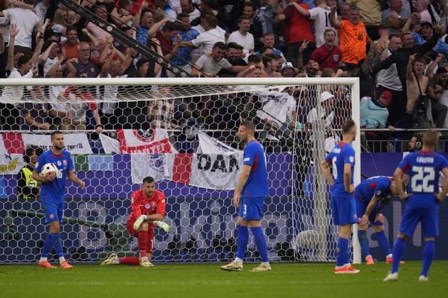 Slovacchia players delusion for the 2-1 during the round of sixteen match between England and Slovakia at the Euro 2024 soccer tournament in Gelsenkirchen, Germany, Sunday, June 30, 2024. - Soccer .  Copyright: xFabioxFerrari LaPressex