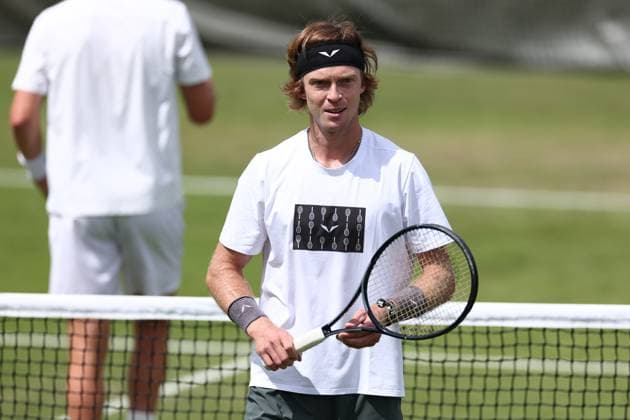 30th June 2024; All England Lawn Tennis and Croquet Club, London, England; Wimbledon Tennis Tournament, Practice Day; Andrey Rublev during the practice session  ActionPlus12662097 ShaunxBrooks