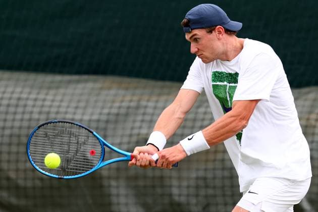 30th June 2024; All England Lawn Tennis and Croquet Club, London, England; Wimbledon Tennis Tournament, Practice Day; Jack Draper (GBR) during his practice session  ActionPlus12662074 ShaunxBrooks