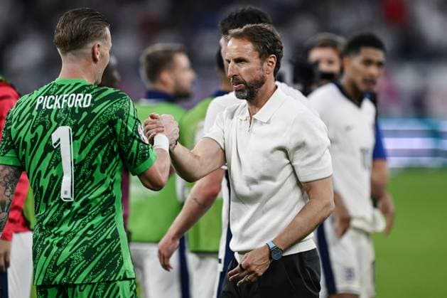 EURO 2024, England - Slowakei Db Gelsenkirchen (Germania) 30 06 2024 - Euro 2024 Inghilterra-Slovacchia foto Daniele Buffa Image nella foto: Gareth Southgate-Jordan Pickford 