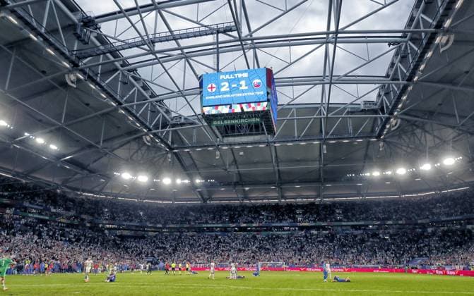 EURO 2024, England - Slowakei GELSENKIRCHEN, 30-06-20204, Stadium Veltins Arena, European Football Championship Euro2024, Round of 16 match no.40 between England and Slovakia final score 2-1 after extra time. Stadium overview after the game England - Slovakia (Euro2024)  x25644693x Copyright: