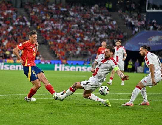 30 06 2024, Football UEFA EURO 2024, Round of 16, Spain Georgia, at Cologne Stadium, v l Fabian Spain v Guram Kashia Georgia