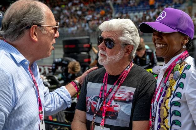 SPIELBERG, AUSTRIA: George Lucas, famous movie star, at the 2024 Formula 1 Austrian Grand Prix at the Red Bull Ring in Spielberg, Austria.