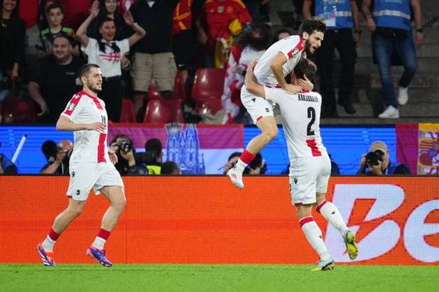 GER: Spain v Georgia. UEFA EURO, EM, Europameisterschaft,Fussball 2024 Georgia players celebrating the 0-1 during the UEFA Euro 2024 match between Spain and Georgia, Round of 16, played at Rhein Energie Stadium on June 30, 2024 in Koln, Germany. kpng Copyright: xBaguxBlancox xPRESSINPHOTOx PS_240630_ESP_GEO_006