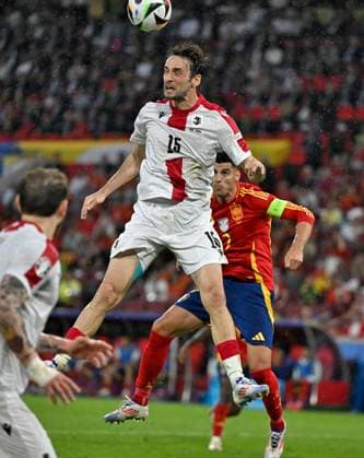 30 06 2024, Football UEFA EURO 2024, Round of 16, Spain Georgia, at Cologne Stadium, v l Giorgi Gvelesiani Georgia v Alvaro Morata Spain