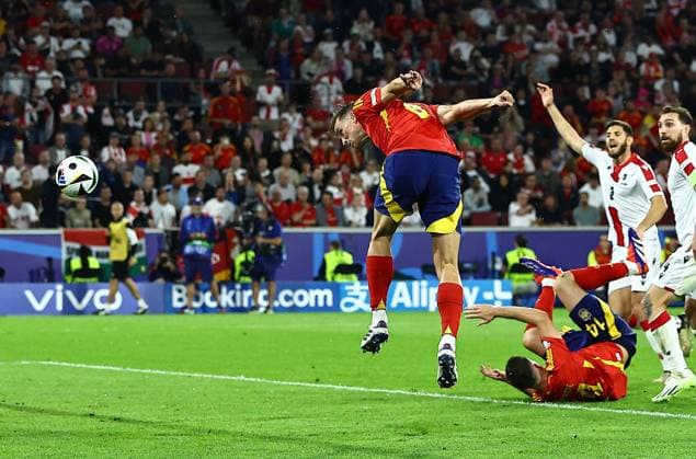 Fabian Ruiz of Spain scores to make it 2-1 Spain v Georgia, UEFA European Championship, EM, Europameisterschaft 2024, Round of 16, Football, Cologne Stadium, Cologne, Germany - 30 Jun 2024 EDITORIAL USE ONLY No use with unauthorised audio, video, data, fixture lists, club league logos or live services. Online in-match use limited to 120 images, no video emulation. No use in betting, games or single club league player publications. Copyright: xMichaelxZemanek Shutterstockx 14562306am