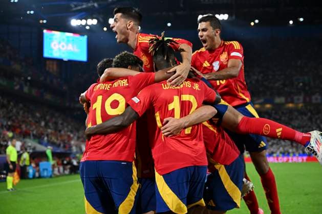 Goal celebration for 2 1 by Fabian Ruiz 8 Spain , Spain vs Georgia, Football, UEFA Euro 2024, Round of 16, 30 06 2024 Cologne North Rhine-Westphalia Germany Copyright: xkolbert-press MarcxNiemeyerx