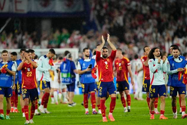 Spain v Georgia: Round of 16 - UEFA EURO, EM, Europameisterschaft,Fussball 2024 Spain players celebrate victory after the UEFA EURO 2024 round of 16 match between Spain and Georgia at Cologne Stadium on June 30, 2024 in Cologne, Germany. Cologne Germany  Copyright: xJosexBretonx originalFilename:bretonhernandez-spainvge240630_npa40.jpg