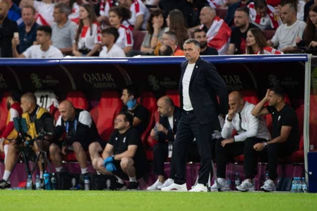 Coach Willy SAGNOL GEO , watching the match Spain ESP Georgia GEO 4 1 Stadion Koeln, Cologne Stadium, 30 06 2024 Soccer UEFA EURO 2024 GERMANY from 14 06 2024 14 07 2024 Â