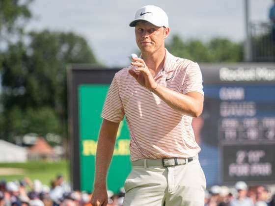 DETROIT, MI - JUNE 30: Cam Davis (AUS) reacts after putting the ball for -18 to secure the win during the fourth round of the Rocket Mortgage Classic on June 30, 2024 at Detroit Golf Club in Detroit, Michigan. (Photo by Joseph Weiser Icon Sportswire) GOLF: JUN 30 PGA, Golf Herren Rocket Mortgage Classic EDITORIAL USE ONLY Icon2406300254