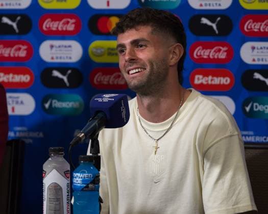 June 30, 2024, Kansas City, Missouri, USA: Team USA midfielder CHRISTIAN PULISIC gives a press conference, PK, Pressekonferenz at Arrowhead Stadium in Kansas City, Missouri on June 30, 2024. Kansas City USA - ZUMAh139 20240630_zap_h139_002 Copyright: xSerenaxS.Y.xHsux