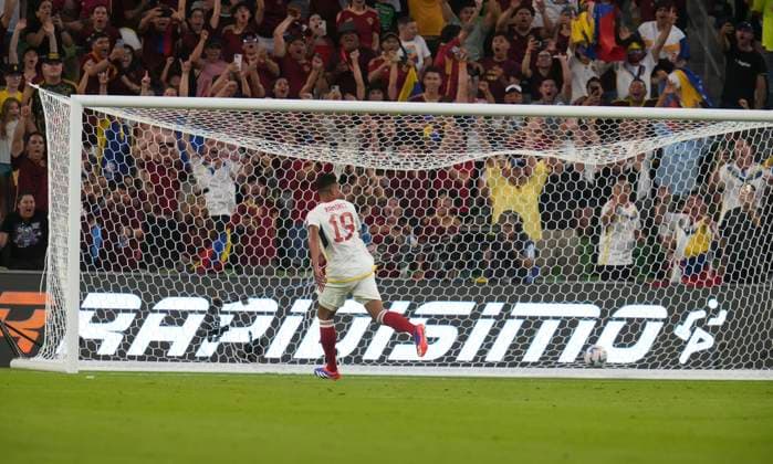 June 30, 2024, Austin, Tx, United States: ERIC RAMIREZ of Venezuela scores the third goal for his team during second half action in the Group B final stage match of the CONCACAF Copa America 2024 at Austin s Q2 Stadium on June 30, 2024. Venezuela advanced from group play while eliminating Jamaica, 3-0. Venezuela eliminated Jamaica, 3-0 to advance. Austin United States - ZUMAd150 20240630_znp_d150_010 Copyright: xBobxDaemmrichx